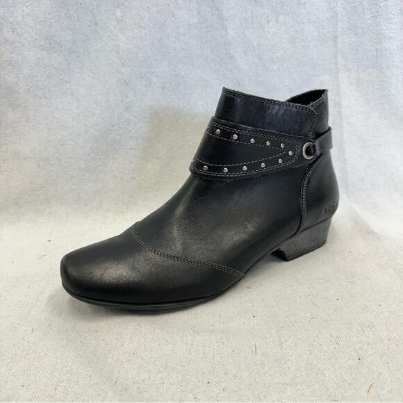 Taos Footwear Ultimo black leather harness bootie‎ size 9.5 zip up moto biker - Picture 14 of 14